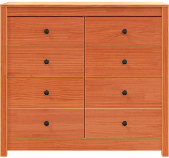 Chest of Drawers of Solid Wood Coffee 100x40x90cm