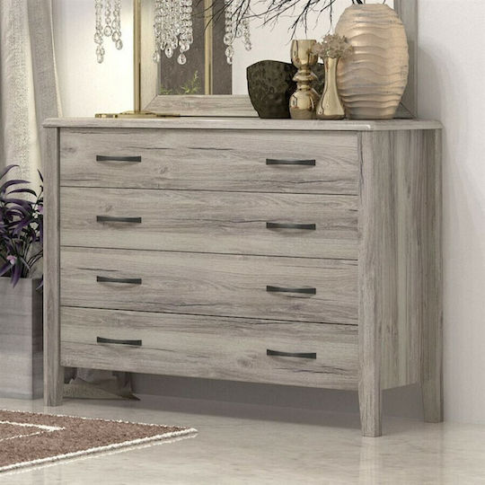 Comodă Dormitor Din Lemn Nr 1 Cu 4 Sertare Cenușă 100x45x82 cm