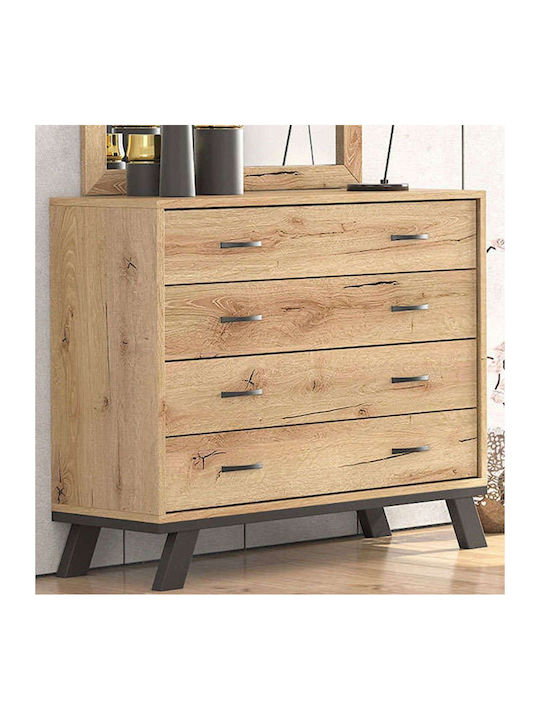 Συρταριέρα Κρεβατοκάμαρας Ξύλινη Νο6 Honey 93.5x44.5x88εκ.