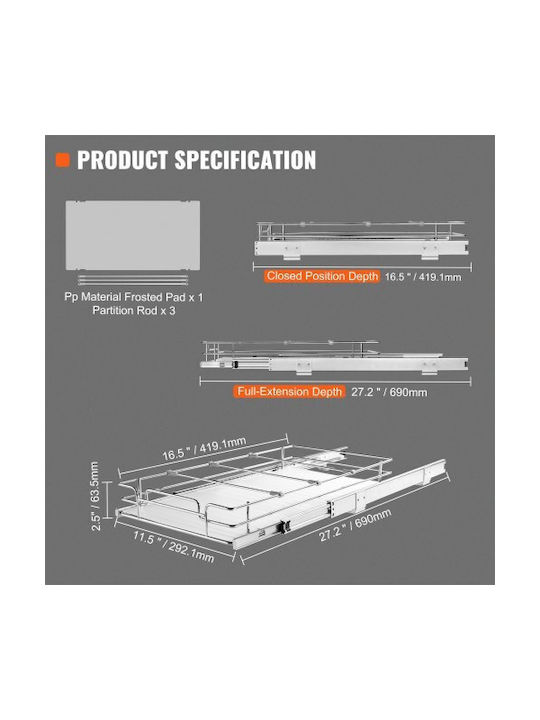 Vevor Raft Pentru Dulap Din Inox 30x43cm Argintiu