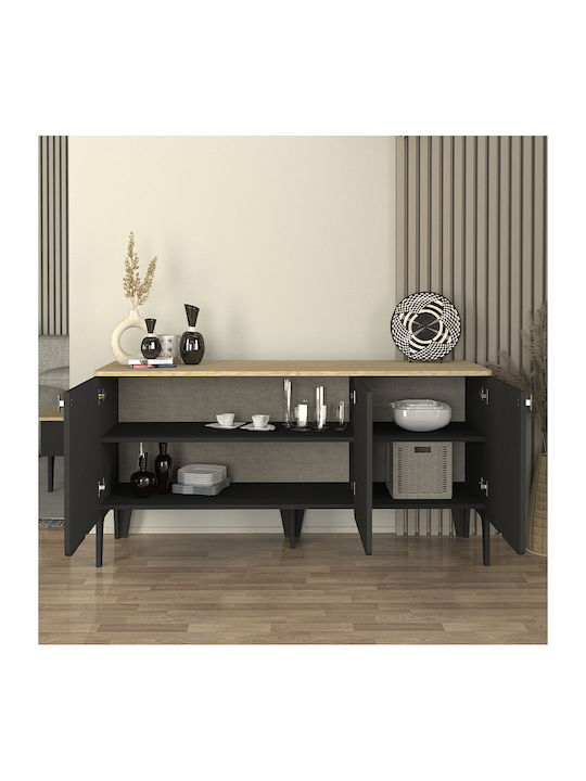 Μπουφές Pedro Ανθρακί - Rota Oak 150x45x75cm