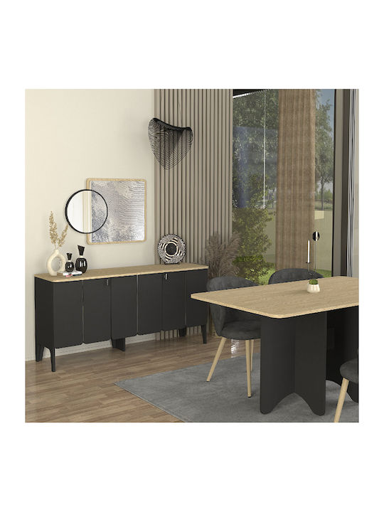 Μπουφές Pedro Ανθρακί - Rota Oak 150x45x75cm