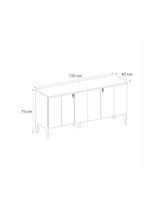 Μπουφές Pedro Ανθρακί - Rota Oak 150x45x75cm