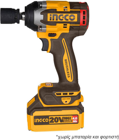Ingco Brushless Impact Wrench Battery 20V Solo with Socket 1/2"