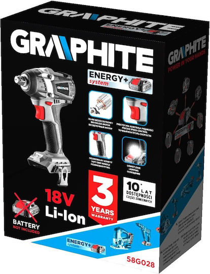 Graphite 58G028 Brushless Μπουλονόκλειδο Μπαταρίας 18V Solo με Υποδοχή 1/2"
