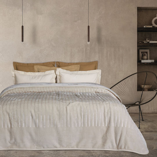 Das Home 1351 Κουβέρτα Βελουτέ Υπέρδιπλη 220x240εκ. Μπεζ
