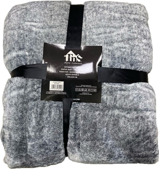 TnS Super Soft Κουβέρτα Γούνινη Μονή 160x220εκ. Γκρι