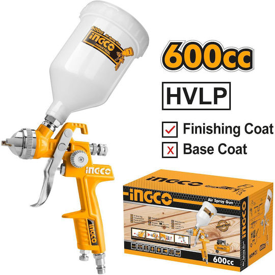 Ingco Πιστόλι Βαφής Αέρος HVLP Άνω Δοχείου 1.4mm