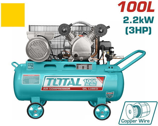 Total Cu o singură fază Compresor de aer 92dB cu Putere 3hp și Rezervor de aer 100lt TC2301006
