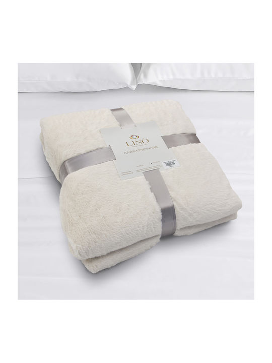 Lino Home Hare Pelzige Decke Doppel 200x220cm Ecru