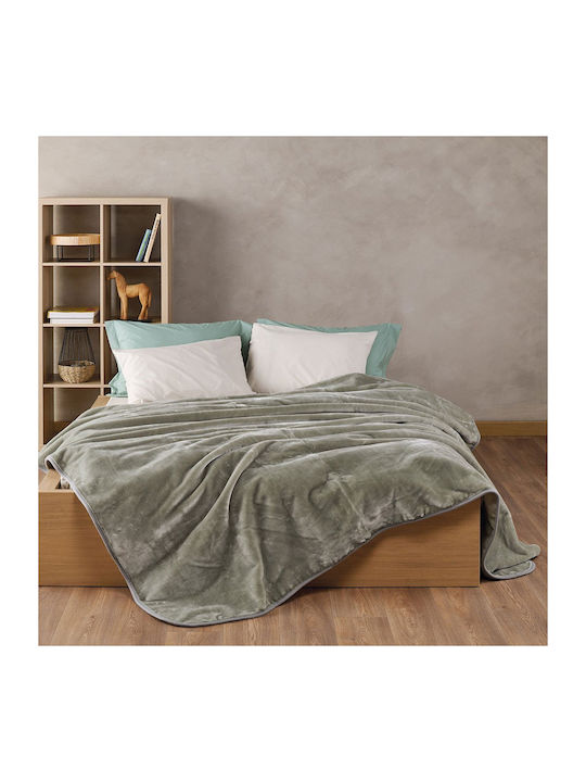 Kentia Notte Κουβέρτα Βελουτέ Ημίδιπλη 180x220εκ. Olive
