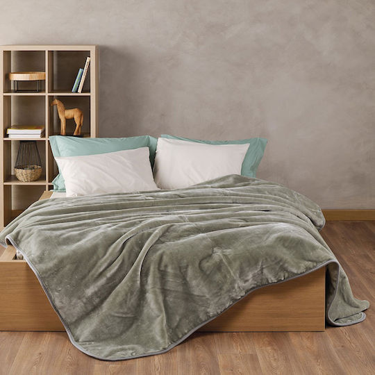 Kentia Notte Κουβέρτα Βελουτέ Ημίδιπλη 180x220εκ. Olive