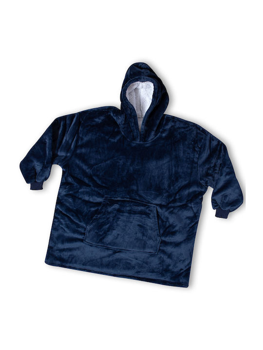 Silk Fashion Κουβέρτα Sherpa με Μανίκια Blue