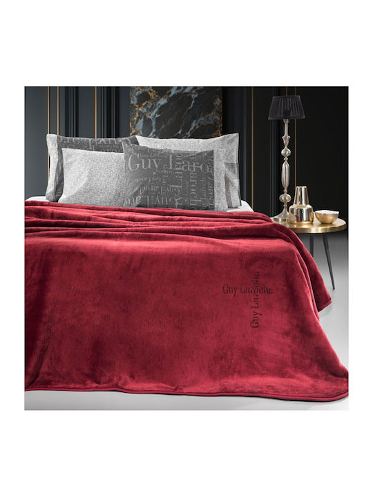 Guy Laroche Logo Decke Samtig Moné 160x220cm Burgundisch