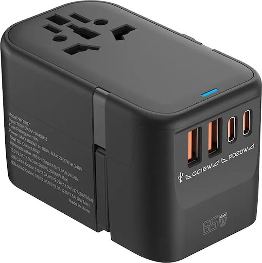 RRtravel Universal Socket Adapter with 2 USB Outlets