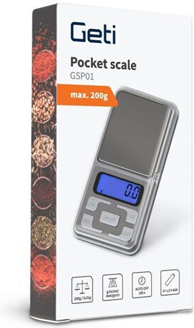 Geti Electronic Precision Commercial Scale with Weighing Capacity of 0.2kg and Division 0.01gr