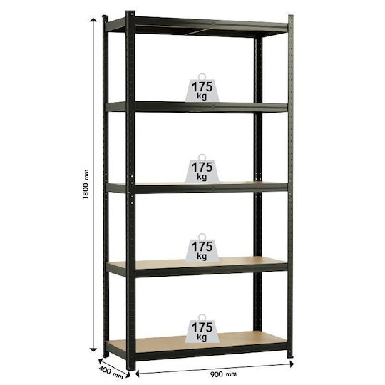 Bulle Ραφιέρα Dexion 90x40x180εκ. με 5 Ράφια Συνολικής Αντοχής 875kg