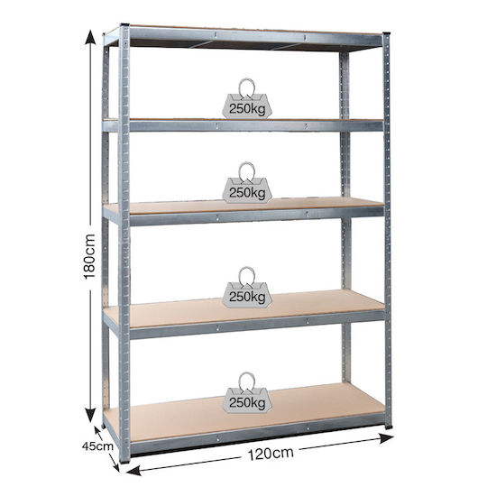 Bulle Shelf Dexion Galvanized 120x45x180cm 610412