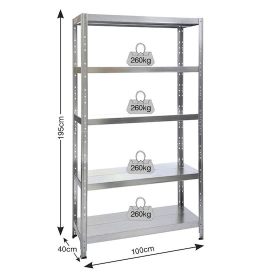 Bulle Shelf Dexion Galvanized 100x40x200cm 610401