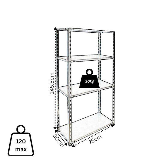 Vesta Shelf Dexion Galvanized 75x30x145.5cm 462.03198/BL