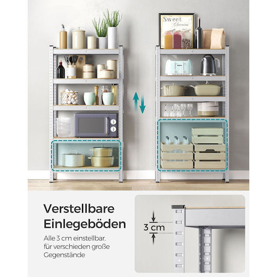 Songmics Ραφιέρα Dexion 75x30x150εκ. με 5 Ράφια Συνολικής Αντοχής 650kg