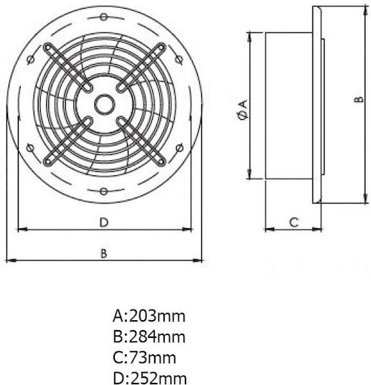 AirRoxy Axial Ventilator industrial Aros Diametru 200mm