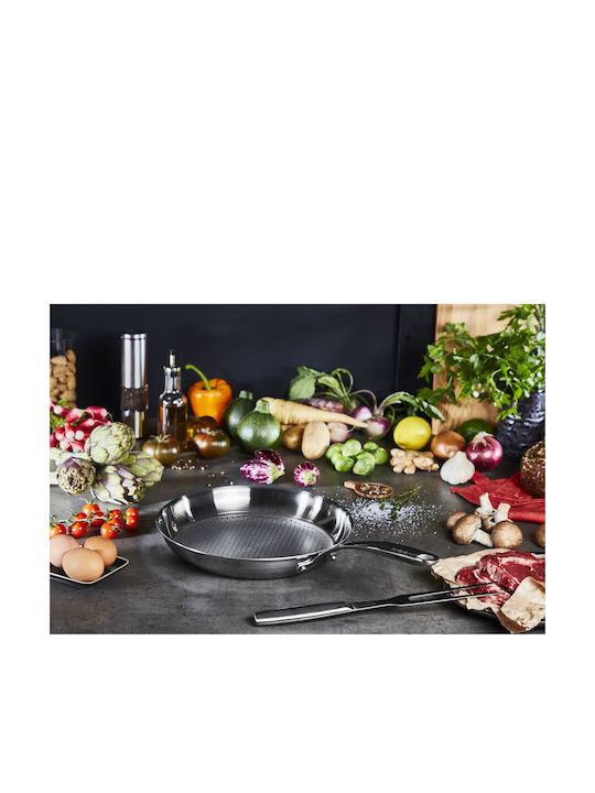 Tefal Eternal Mesh Τηγάνι από Ανοξείδωτο Ατσάλι Με Καπάκι με Κεραμική Επίστρωση 24cm