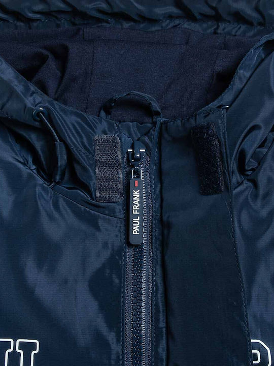 Παιδικό Casual Μπουφάν Διπλής Όψης με Κουκούλα Navy Μπλε