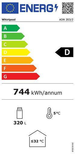 Whirlpool ADN 203/2 Ψυγείο Αναψυκτικών Subzero 350lt Μονόπορτο Υ173xΠ60xΒ60cm