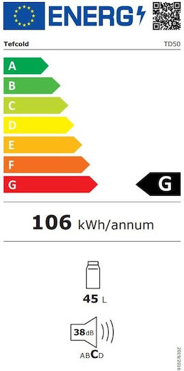 Tefcold Ψυγείο Αναψυκτικών 52lt Μονόπορτο Υ51xΠ55xΒ42cm