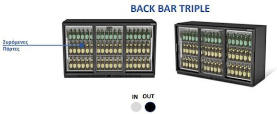 Sanden Intercool Ψυγείο Back Bar 330lt με Τρεις Πόρτες Υ95xΠ140xΒ57cm