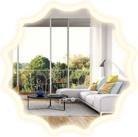 Costway BA7835DE-SL Στρογγυλός Led Αφής από Μέταλλο 60x60cm Ασημί