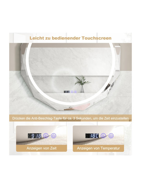 Costway Банско Огледало LED Touch 76x76см Бял