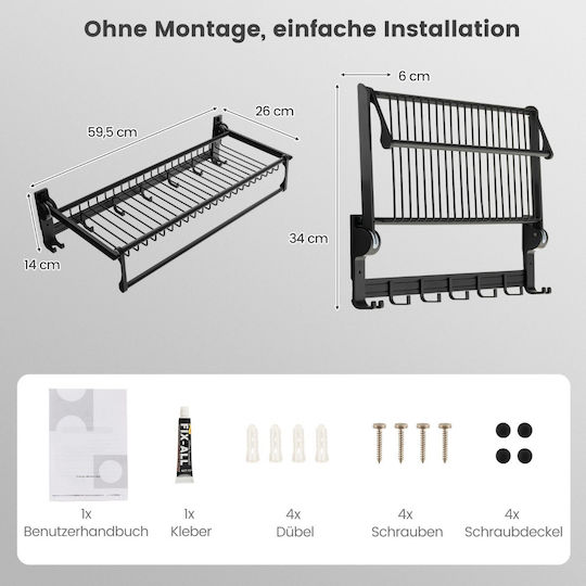 Costway Ράγα Μπάνιου Μονή Επιτοίχια με Βίδες ​3x3cm Μπρονζέ