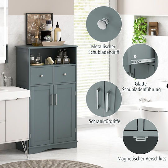 Costway Cabinet de baie L60xA30xÎ108cm Gri