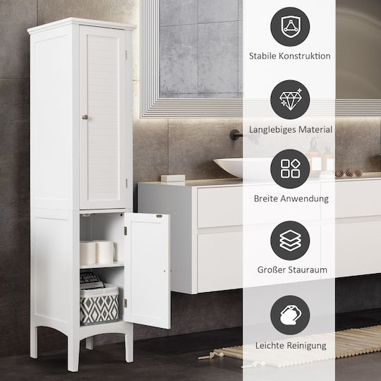 Costway Dulap Coloană Pentru Baie Pardoseală M37xB37xY160cm Alb