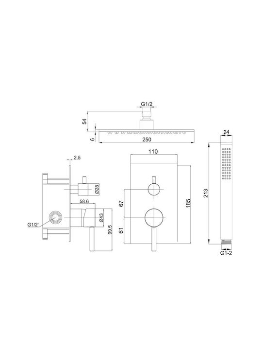 Interflex για Ντουζιέρα Ασημί