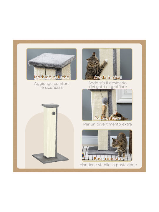 Pawhut Cats Scratching Post Poles Gray 41x41x81cm