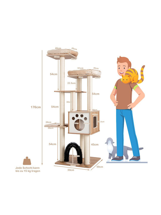 Costway Scratching Post Cat Trees Beige Height 176cm