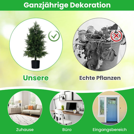 Costway Artificial Cedar Tree Realistic Leaves Durable Pot Indoor Outdoor Decoration Hz10234