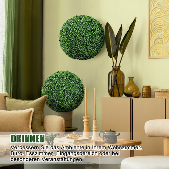 Costway Set of 2 High-Quality PE Artificial Boxwood Spheres for Indoor Outdoor Decoration Hz10288-m