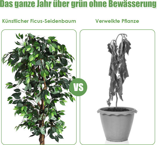 Costway Artificial Ficus Tree 180cm 1008 Leaves Realistic Design Hw65359