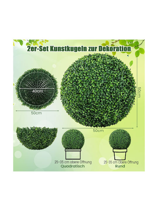 Costway Set of 2 High-Quality PE Artificial Boxwood Spheres for Indoor Outdoor Decoration Hz10288-m