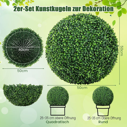 Costway Set of 2 High-Quality PE Artificial Boxwood Spheres for Indoor Outdoor Decoration Hz10288-m