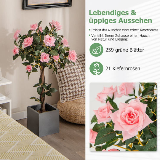 Costway Beeindruckender Künstlicher Rosa Rhododendron 93 cm 21 Rosen 259 Blätter Hz10181 Costway Beeindruckender Künstlicher Rosa Rhododendron 93 cm 21 Rosen 259 Blätter Hz10181