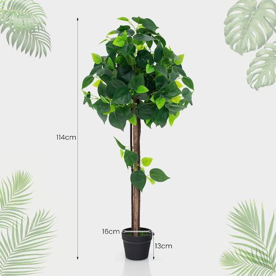 Costway Artificial Potted Plant Realistic Leaves Wooden Trunk Ideal for Indoor Decoration Hz10236