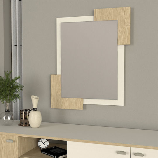 Megapap Oglindă de Perete cu Bej Ramă din Lemn 85x65cm 1buc