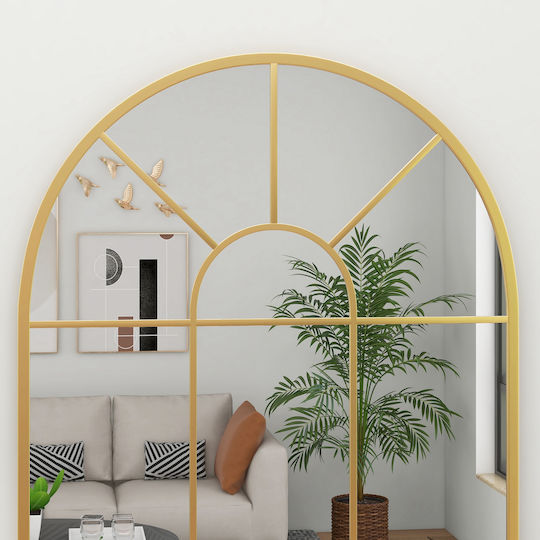 HomCom Oglindă de Perete cu Auriu Ramă din Metalic 91x60cm 1buc