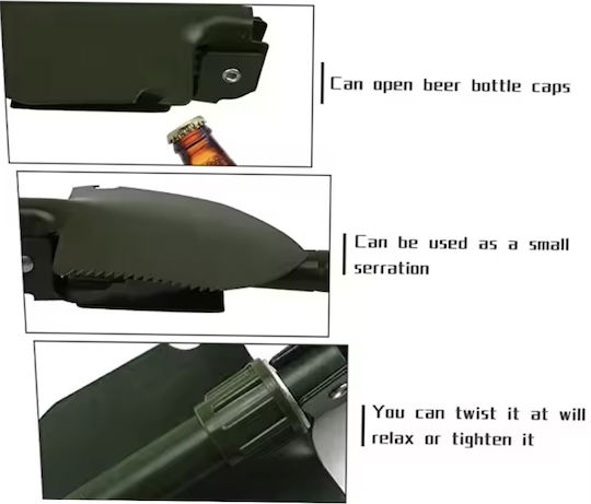 Pufo Army 40 Cm Folding Multifunctional Shovel Camping Fishing Green