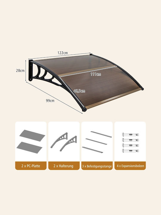 Costway Policarbonat Acoperișul Capony Ușă / Fereastră Π122xΒ99cm